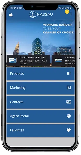 picture of Nassau Agent app on a mobile screen