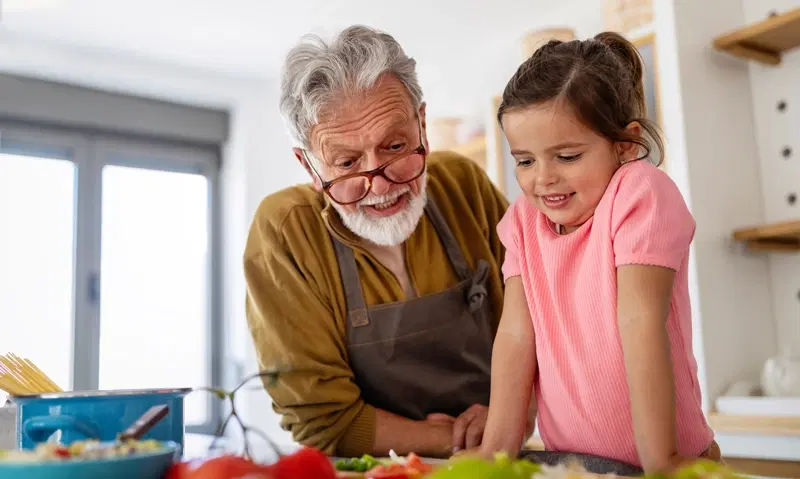 Grandfather with grand daughter