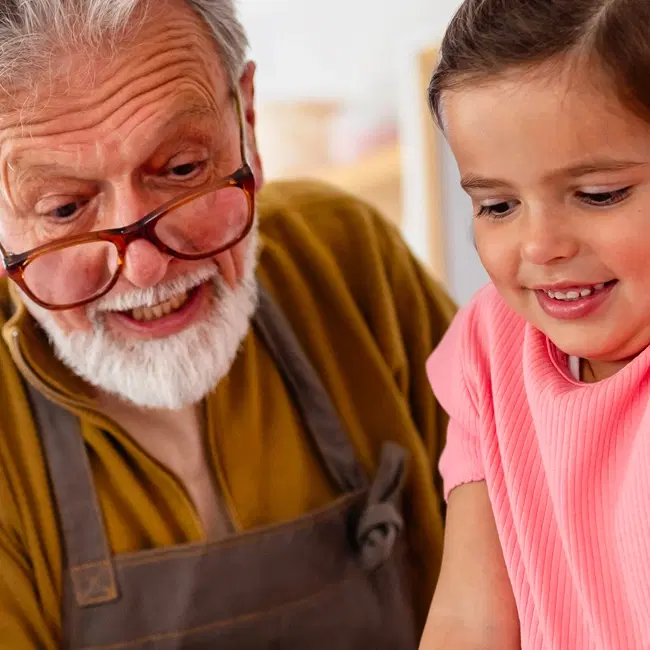 Grandfather with grand daughter