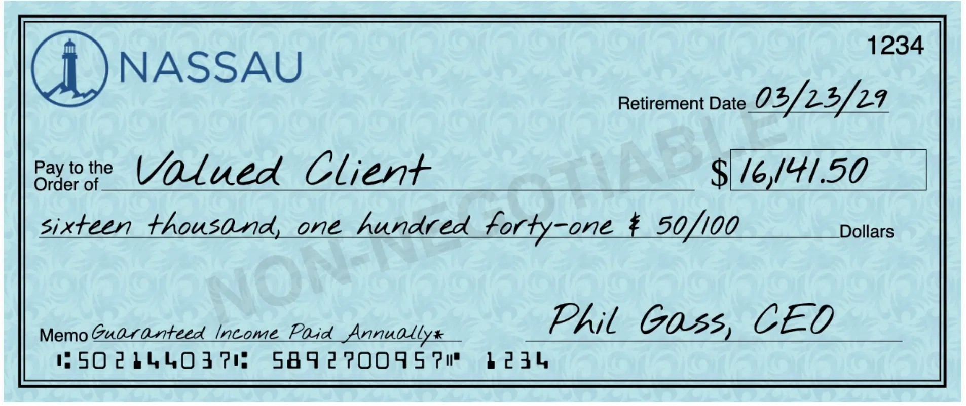 Image of retirement check