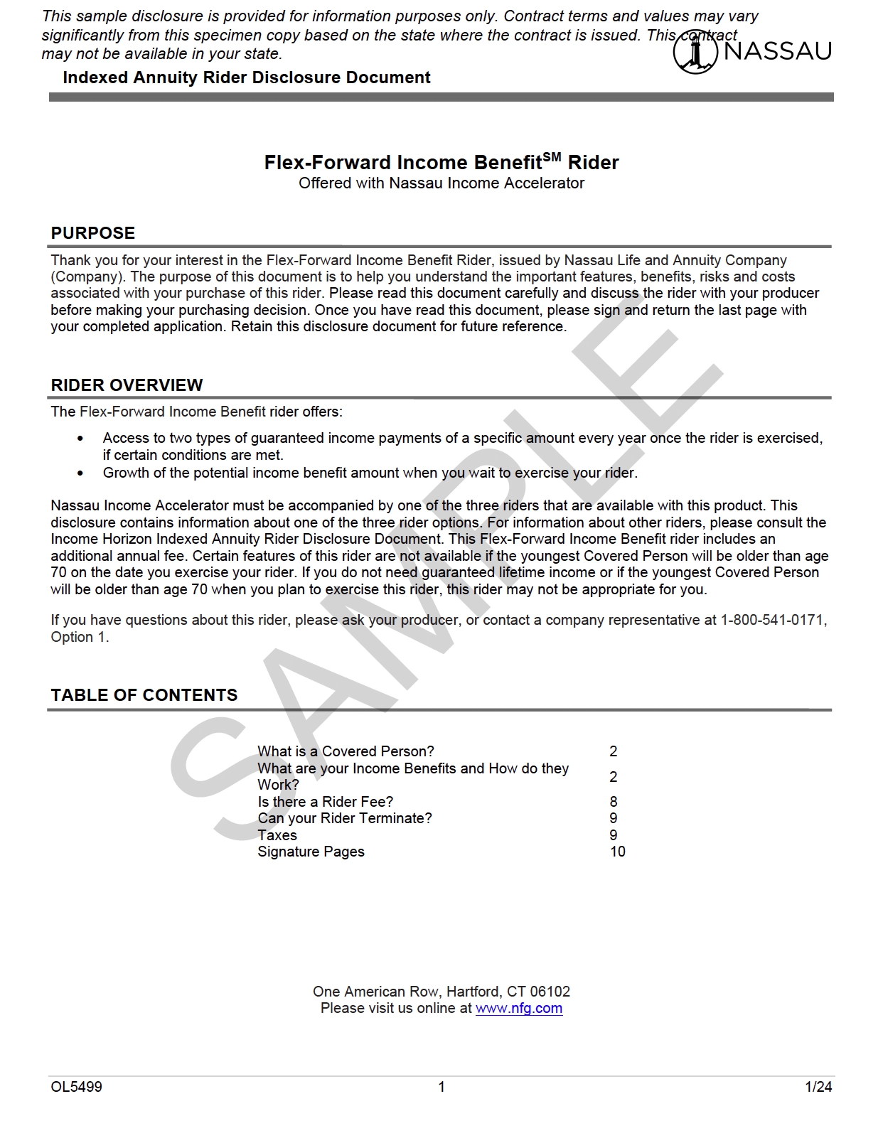 Flex-Forward Rider Disclosure Cover