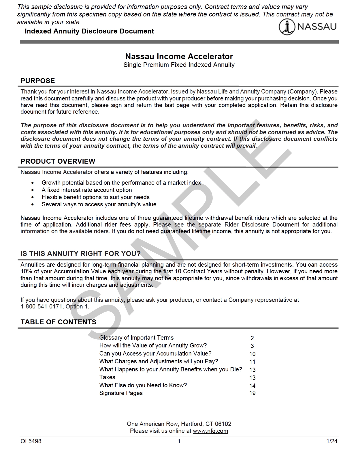 Income Horizon Rider Disclosure Cover